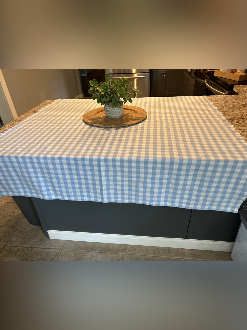 Soft Blue Gingham Tablecloth - Picture 2 of 3